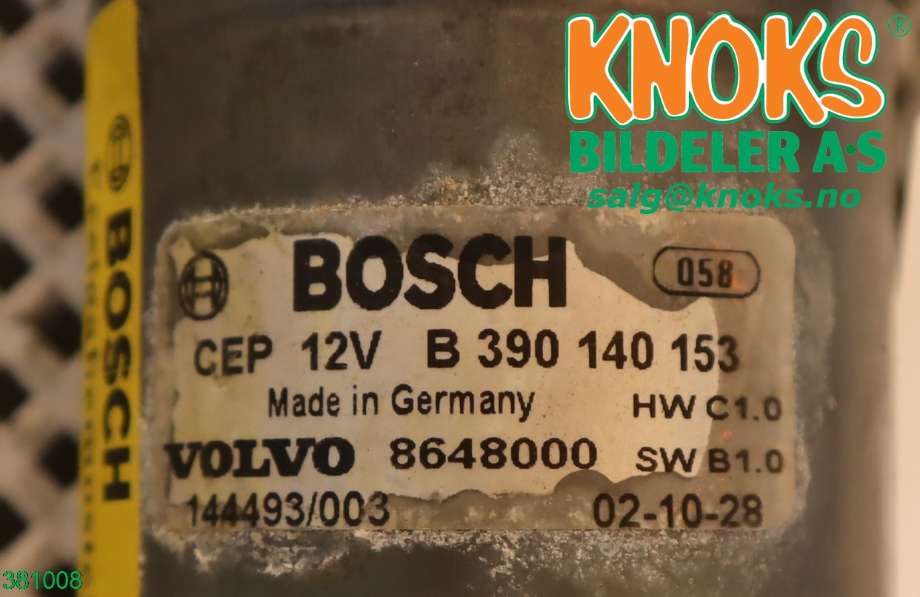 Viskermotor frontrute til Volvo S40 2004-2007 (Type II, Fase 1)  (Volvo|31253518|B390140153|)