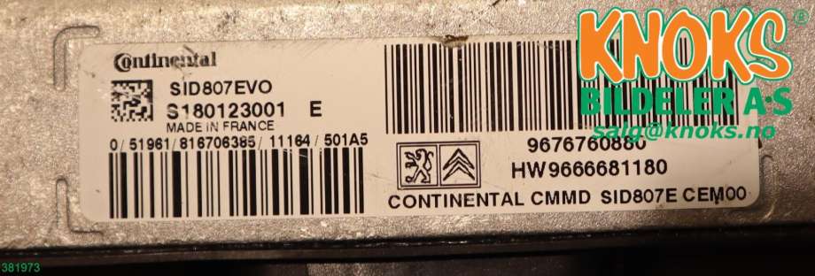 Styreenhet motor til Peugeot 508 2011-2014 (Type I, Fase 1) (PEUGEOT|1944 K8|)