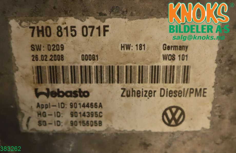 Dieselvarmer til VW Transporter / Caravelle 2003-2009 (Fase 1) (T5) (T5) (VOLKSWAGEN|7H0 819 553 L||7H0 815 071F)