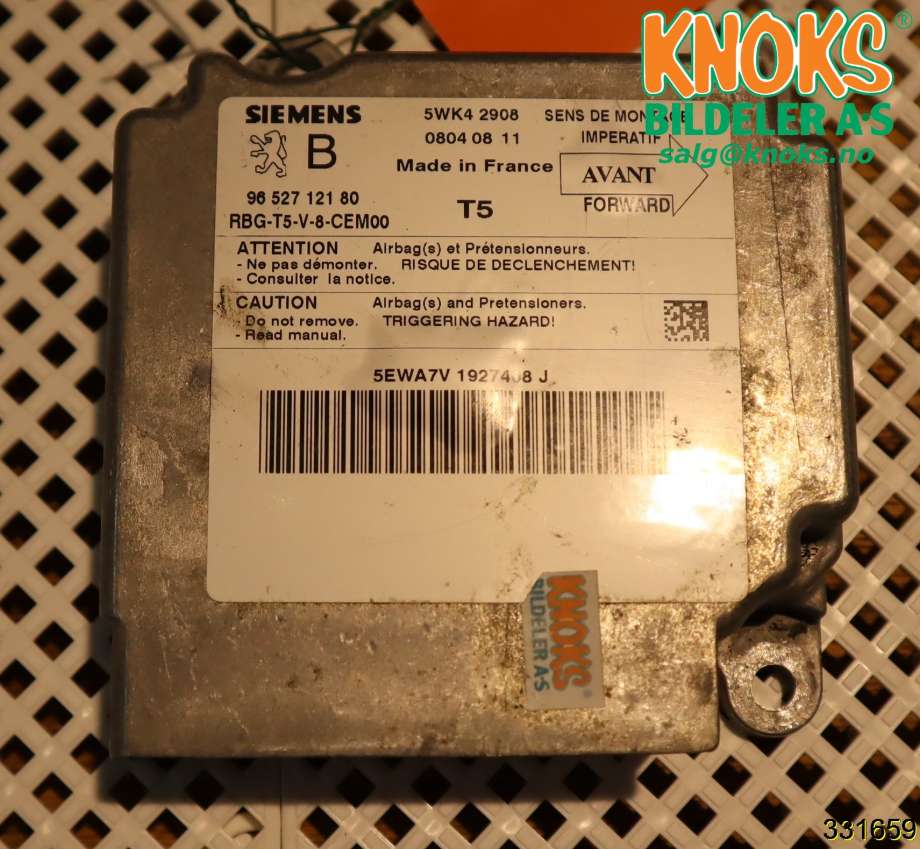 Airbag elektronikk til Peugeot 307 2001-2004 (Fase 1) (6545HE||96 527 121 80)