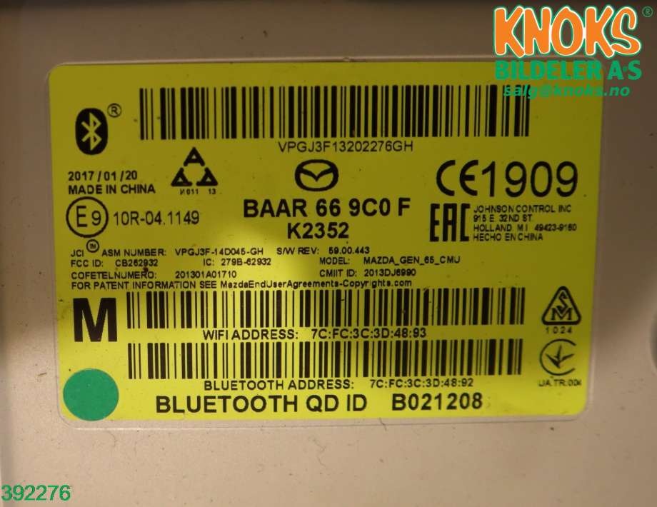 Styreenhet diverse til Mazda CX-3 2015-2022  (MAZDA|BAAR669C0F|)