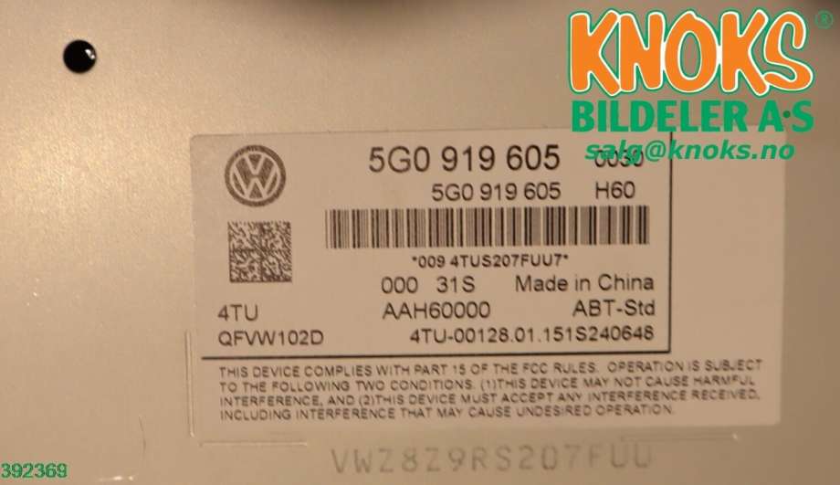 Instrument kjørecomputer til VW Golf VII 2012-2017 (Fase 1)  (VOLKSWAGEN|5G0 919 605|)