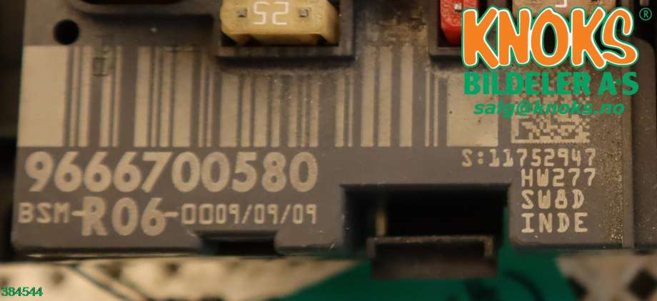 Sikringsboks til Peugeot 508 2011-2014 (Type I, Fase 1)  (PEUGEOT|9666700580|)