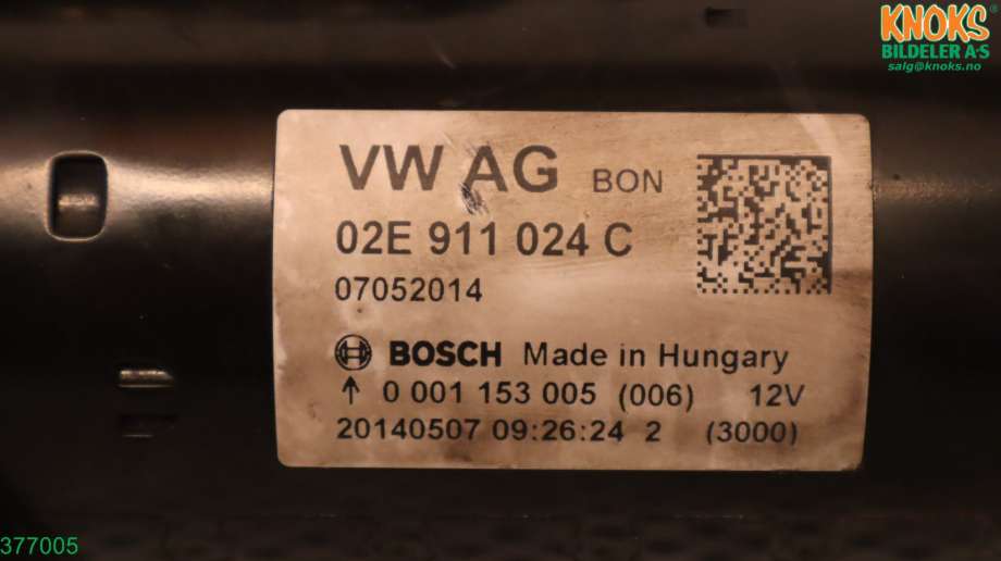 Starter diesel til Audi Q3 2011-2014 (Type I, Fase 1)  (AUDI|02M 911 024 C|)