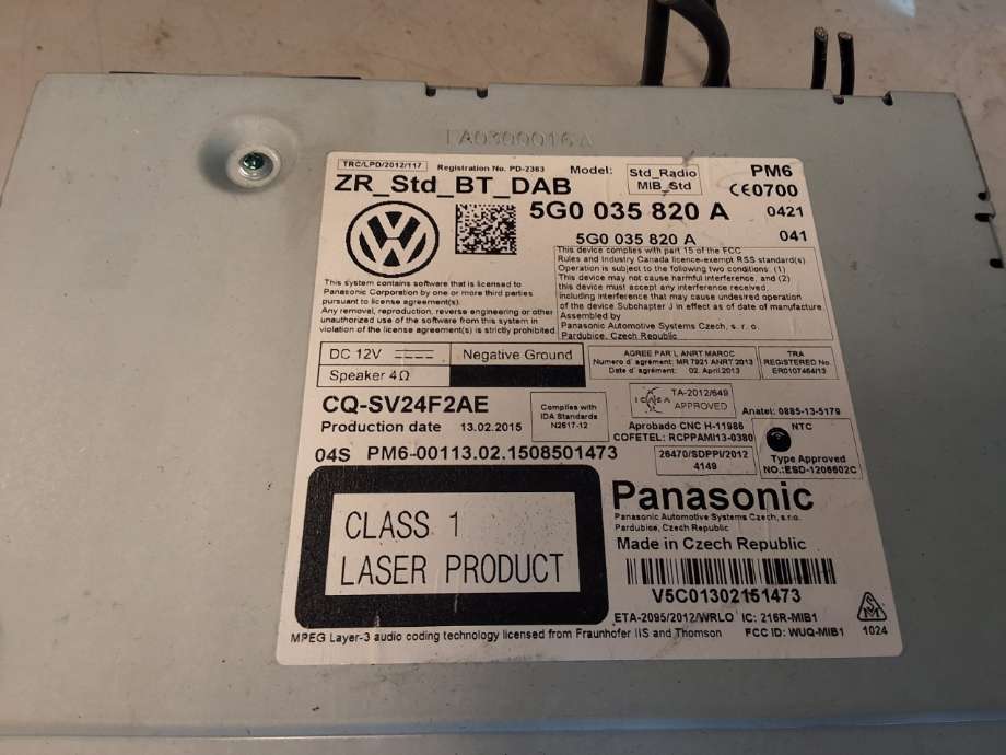 Bilstereo til VW Golf VII 2012-2017 (Fase 1)  (VOLKSWAGEN|5G0 035 820 A|)