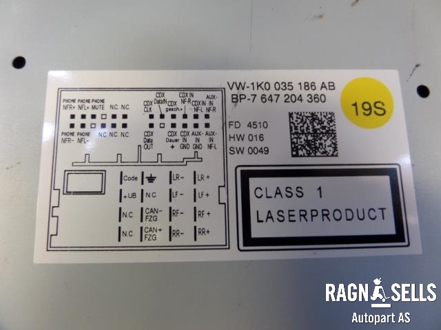 Bilstereo til VW Golf VI 2008-2012  (1K0035186AB||7647204360)