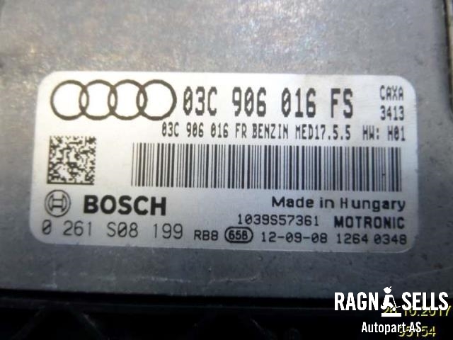 Styreenhet motor til Audi A1 2010-2014 (Type I, Fase 1)  (03C906016FS|1K0905851B|0261S08199)