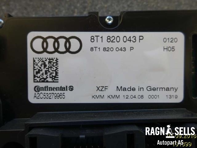 Varmeapparat betjening til Audi A4 2007-2014 (Type IV) (B8) (B8) (8T1820043P|)
