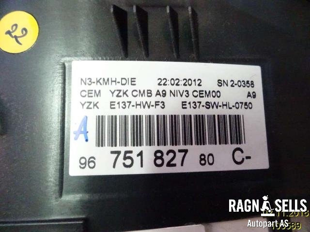 Speedometer til Peugeot 208 2012-2019 (Type I)  (9675182780C||96785558780)