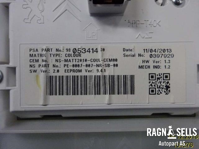 Speedometer til Peugeot 2008 2013-2019 (Type I)  (9805396480C|96 780 298 80|9805341480)