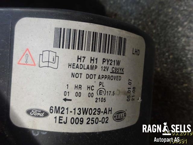 Frontlykt høyre halogen til Ford Galaxy 2007-2010 (Type III, Fase 1)  (6M21-13W029-AL|6M21-13W029-AH|1791503)