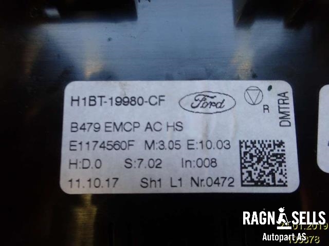 Varmeapparat betjening til Ford Fiesta 2017-->> (Type VII) (J1BT-19980-CD|H1BT-19980-CF|2592191)