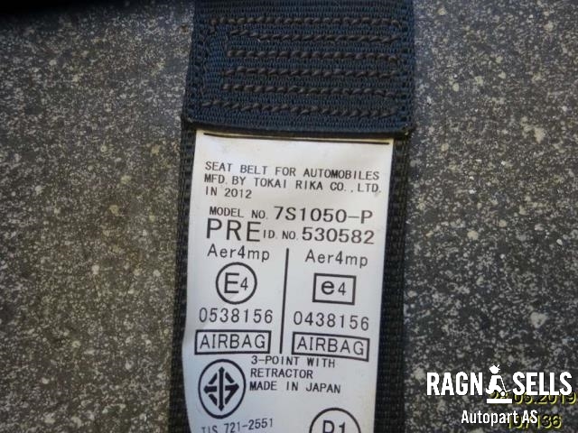 Sikkerhetsbelte foran høyre til Toyota Prius 2009-2016 (Type III) (COMBI) (COMBI) (7S1050P|530582)