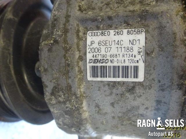 Aircondition kompressor til Audi A4 2004-2008 (Type III) (B7) (B7) (DENSO|8E0 260 805 CB|447190-6681|8E0 260 805 BP|4E0260805J|4F0260805AA|4F0260805AC|4F0260805AE|4F0260805AG|4F0260805AL|4F0260805AN|4F0260805AP|4F0260805AR|4F0260805G|4F0260805J|4F0260)
