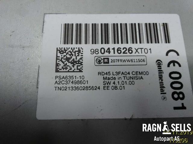 Bilstereo til Toyota Proace 2013-2016 (Type I)  (98041626XT01|)
