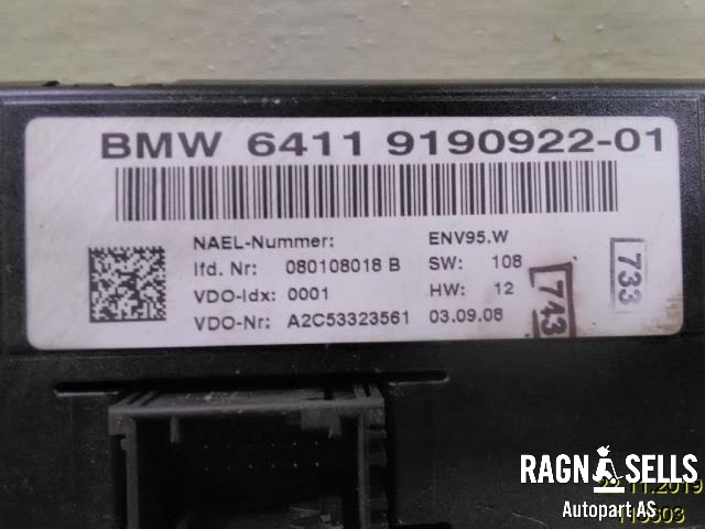 Varmeapparat betjening til BMW 1-Serie 2004-2011 (E81/E82/E87/E88) (E81/E82/E87/E88) (64 11 9 286 618|64 11 9 190 922|A2C53323561)