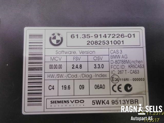 Styreenhet diverse til BMW 1-Serie 2004-2011 (E81/E82/E87/E88) (E81/E82/E87/E88) (61 35 9 395 657|61 35 9 147 226|2082531001)