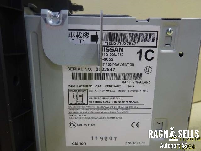 Bilstereo navigasjon til Nissan Leaf 2018-->> (Type II)  (259155SJ1C|0022847|)
