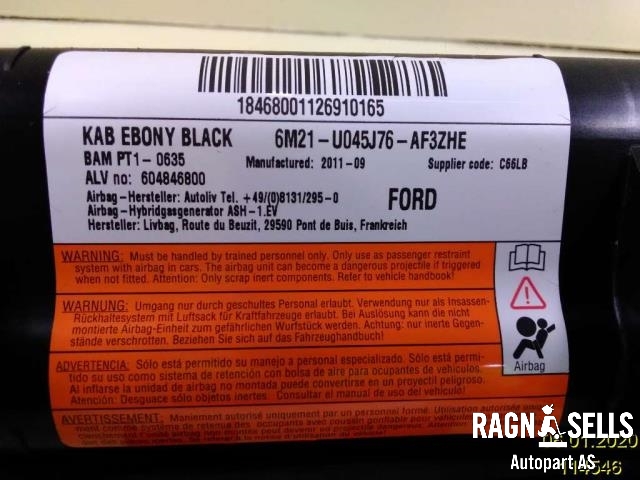 Airbag kne til Ford S-Max 2010-2015 (Type I, Fase 2)  (6M21U045J76AF3ZHE|)