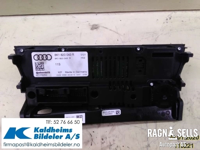 Varmeapparat betjening til Audi A4 2007-2014 (Type IV) (B8) (B8) (8K1820043R|A2C37832500)
