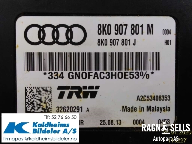 Styreenhet elektrisk parkbrems (EPB - Electric Parking Brake) til Audi A4 2007-2014 (Type IV) (B8) (B8) (8K0907801M|32620291)