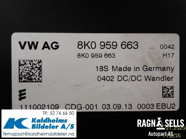Styreenhet diverse til Audi A4 2007-2014 (Type IV) (B8) (B8) (8K0959663|)