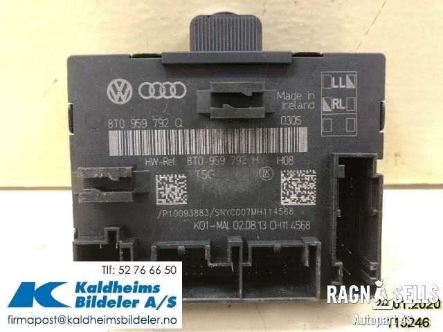 Styreenhet dør venstre foran til Audi A4 2007-2014 (Type IV) (B8) (B8) (8T0959792H|P10093883)