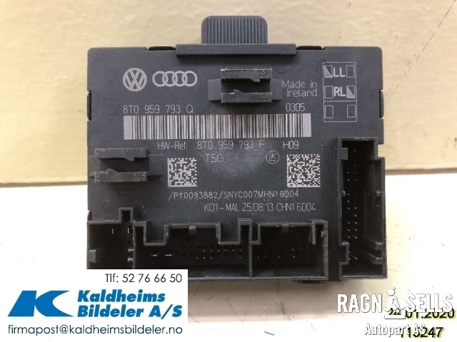 Styreenhet dør venstre foran til Audi A4 2007-2014 (Type IV) (B8) (B8) (8T0959793F|P10093882)