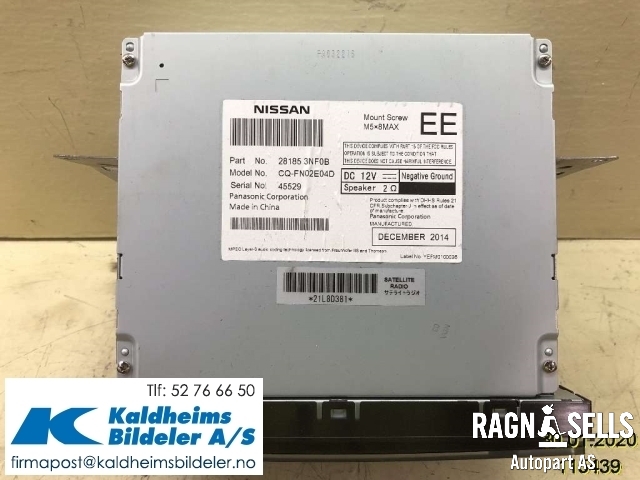 Bilstereo til Nissan Leaf 2011-2017 (Type I) (281853NF0B|281853NFOB|)
