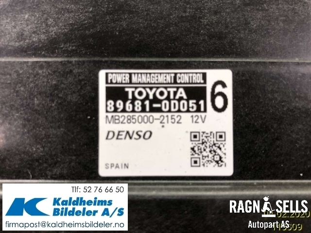 Styreenhet diverse til Toyota Yaris 2012-2014 (Type III, Fase 1)  (896810D051|896900D061|MB2850002152)