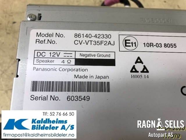 Bilstereo navigasjon til Toyota RAV4 2016-2019 (Type IV, Fase 2)  (8614042330|)