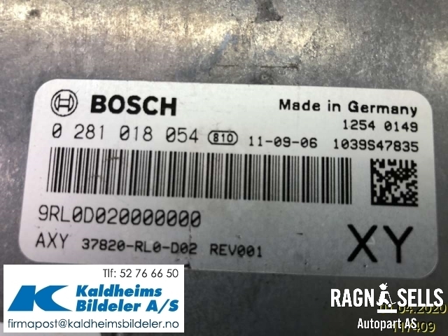 Styreenhet motor til Honda Accord 2008-2015 (Type VIII) (BOSCH|37820RL0D01|37820RL0D02|0281018054)