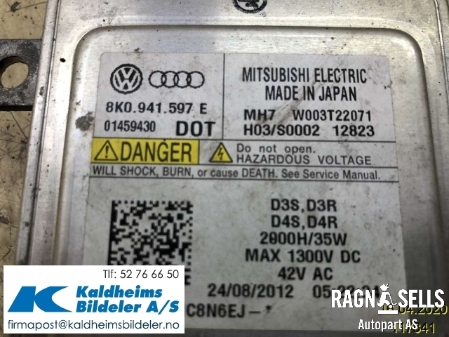 Styreenhet xenon/ballast til Audi A1 2010-2014 (Type I, Fase 1)  (8K0941597E|8K0 941 597 E|)