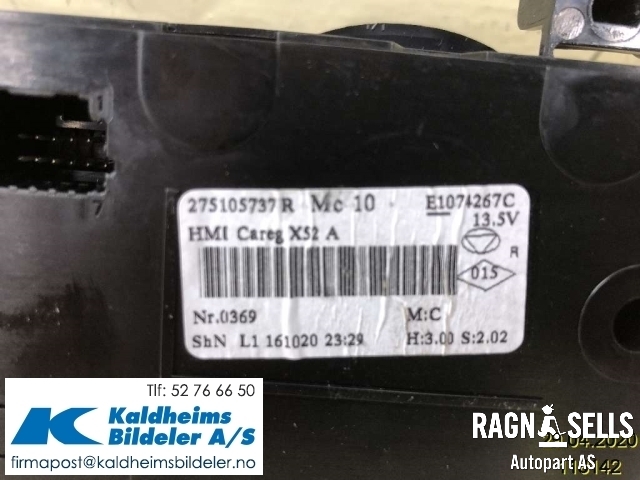 Varmeapparat betjening til Opel Vivaro B 2014-2019  (93459407|275105737R|)