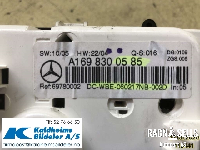 Varmeapparat betjening til Mercedes B-Klasse 2005-2008 (Fase 1) (W245) (W245) (A1698300585|69780002)