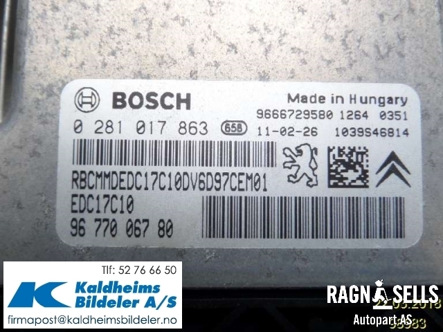 Styreenhet motor til Citroën Berlingo 2008-2015 (Type II, Fase 1)  (9677006780|9663123280|0281017863)