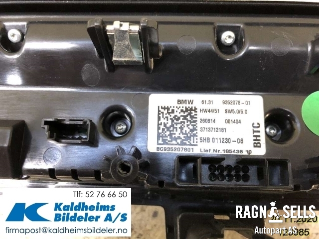 Varmeapparat betjening til BMW i3 2013-2022  (61 31 9 352 078|61 31 5 A0A 3F7|61 31 9 352 082|61 31 9 379 125|3713712181|5HB01123006)