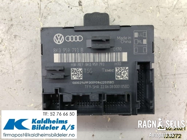 Styreenhet dør venstre foran til Audi A4 2007-2014 (Type IV) (B8) (B8) (8K0959793B|000100D8)