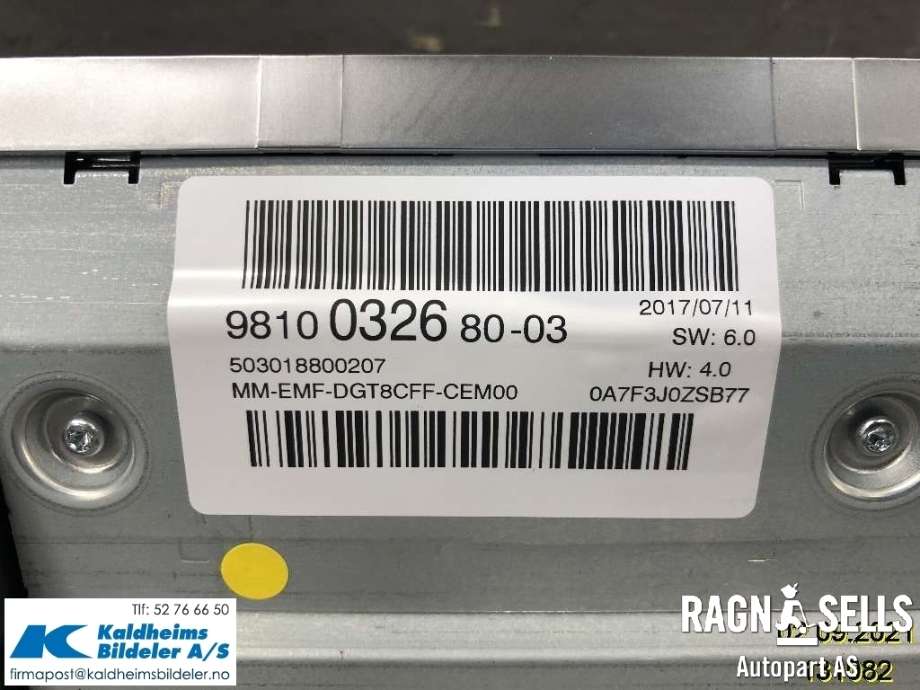 Multimedia display (MCU - Media Controller Unit) til Peugeot 3008 2016-->> (Type II) (981003268003|98 100 326 80)