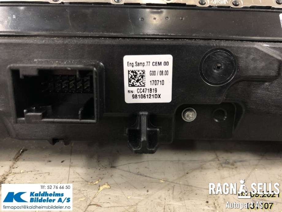 Varmeapparat betjening til Peugeot 3008 2016-->> (Type II)  (98106121DX|98 106 121 DX)
