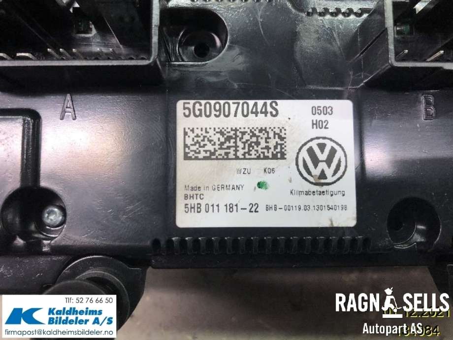 Varmeapparat betjening til VW Golf VII 2012-2017 (Fase 1)  (5G0 907 044 S|5G0 907 044 BE|)