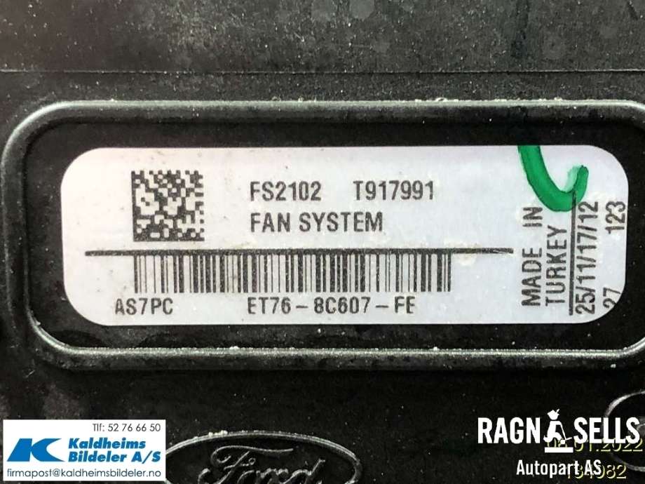 Kjølevifte til Ford Transit Courier 2014-2018 (Type I, Fase 1)  (ET76-8C607-FE|)