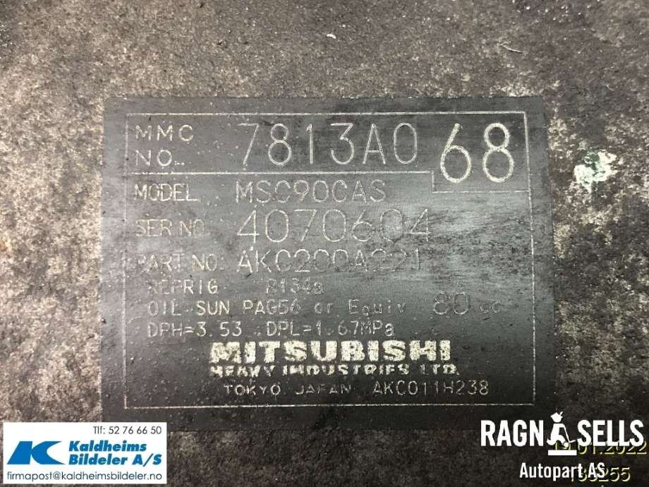 Aircondition kompressor til Mitsubishi Outlander 2007-2010 (Type II, Fase 1) (7813A068)