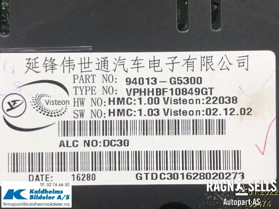 Speedometer til Kia Niro 2016-2021 (94013G5300)