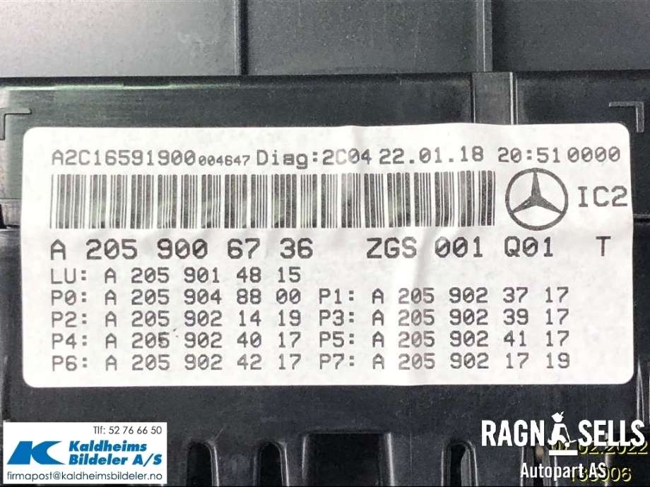 Speedometer til Mercedes GLC 2015-2022 (X253) (X253) (A 205 900 67 36|)