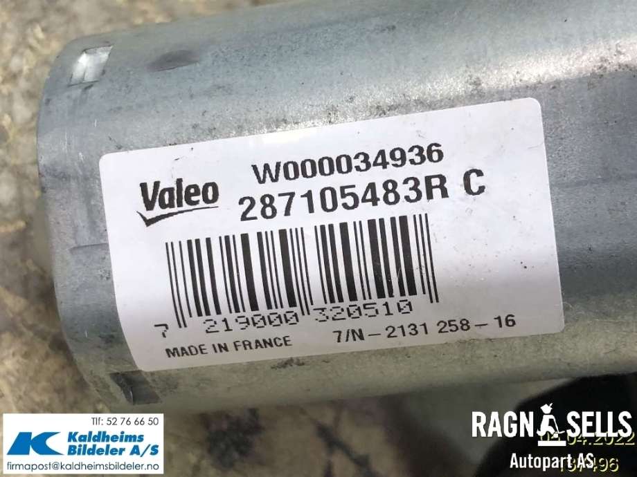 Viskermotor bakrute til Renault Zoe 2013-2019 (Fase 1) (287105483R|W000034936)