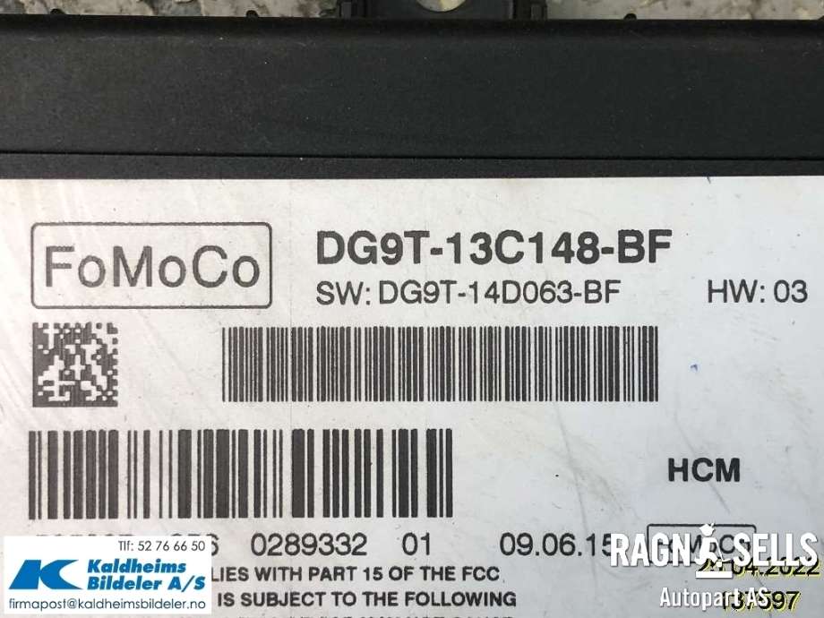 Styreenhet diverse til Ford Mondeo 2014-2019 (Type V, Fase 1)  (DG9T13C148BF|DG9T-13C148-BH)