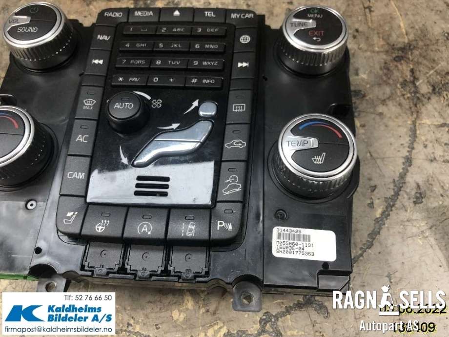 Varmeapparat betjening til Volvo XC60 2014-2017 (Type I, Fase 2)  (31443425|M0558601191|SN2001775363)