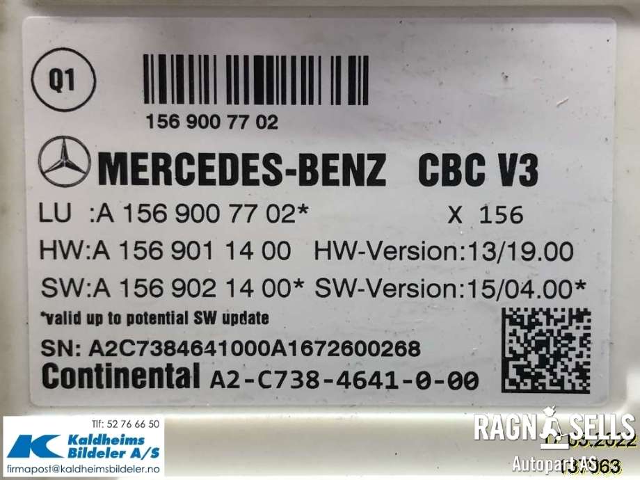 Styreenhet comfort (BCM) til Mercedes B-Klasse 2011-2018 (W246) (W246) (A1569007702|A 156 900 77 02)