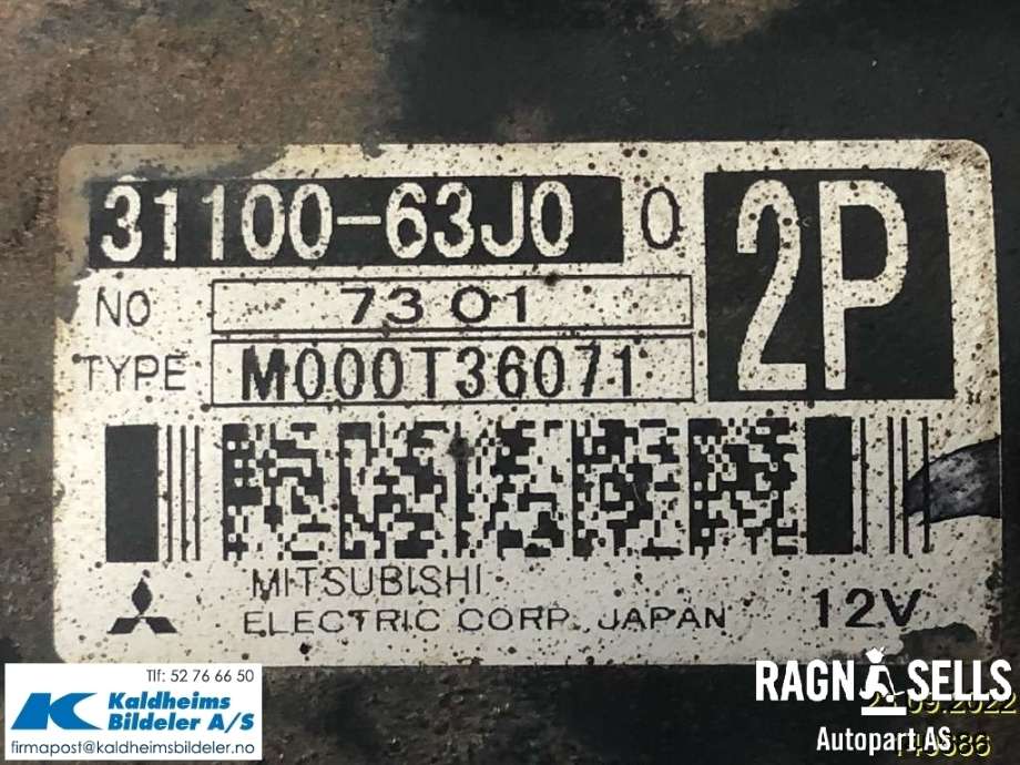 Starter til Suzuki Swift 2005-2010  (3110063J0|31100-63J00|M000T36071)